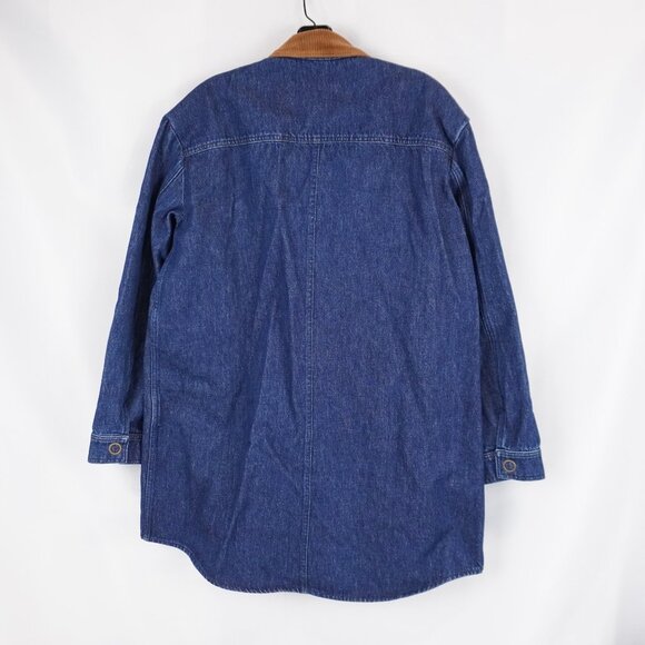 Sezane Mathilde Long-Sleeve Short Dress in Deep Blue Denim - US Size 6 - NWT - Picture 2 of 7